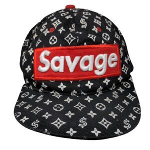 Savage Snapback Hat Black OSFM Adjustable Embroidered Malaki Fits Like A Crown